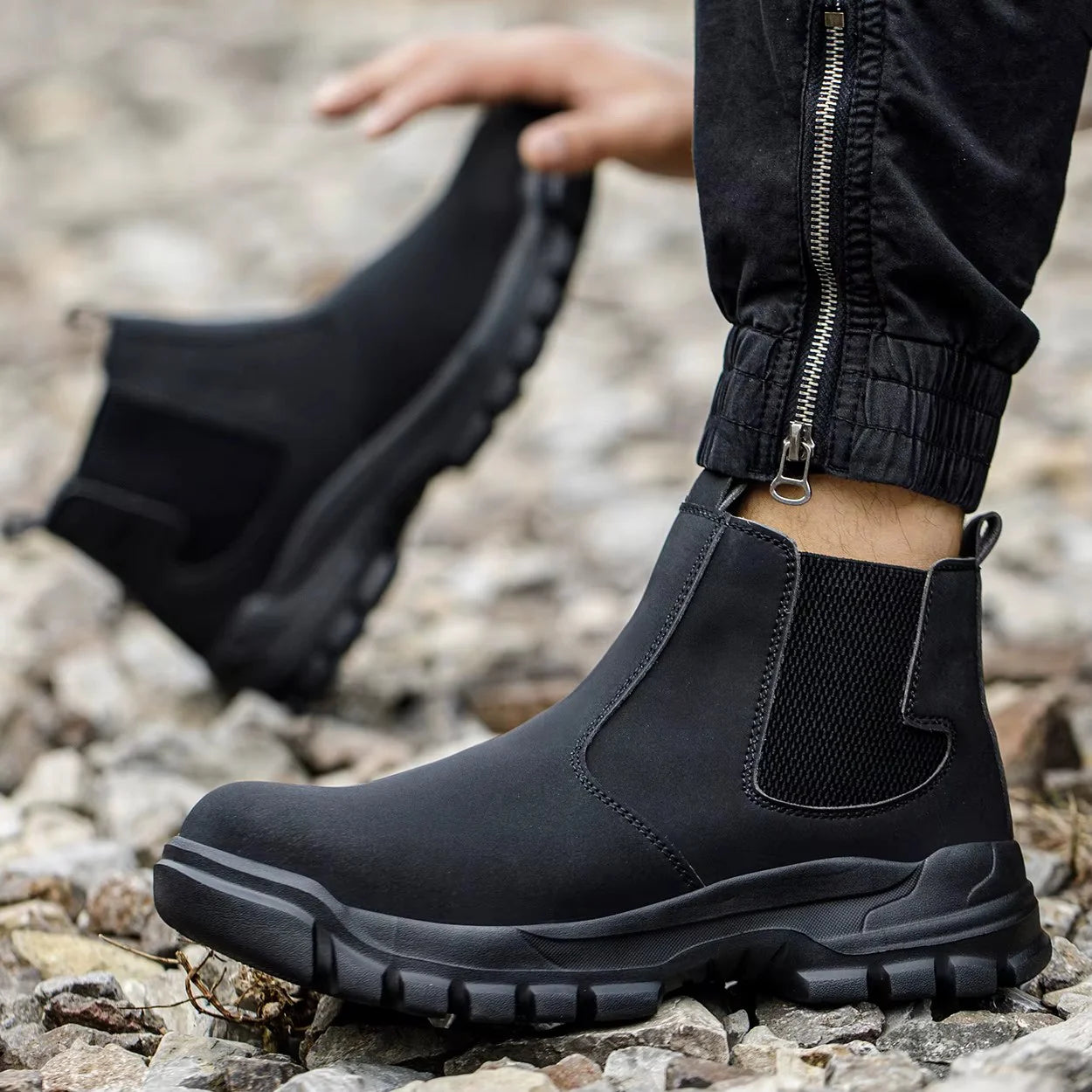 Yellow Slip-On Steel-Toe Boots