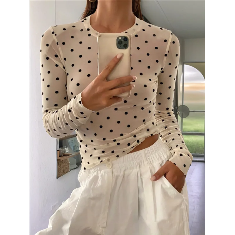 Sheer Mesh Dot Top