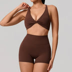 Nylon Solid Long Sleeve Two-Piece Yoga Set