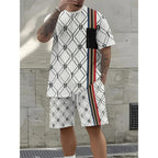 Letter Print Elastic Waist Shorts Set