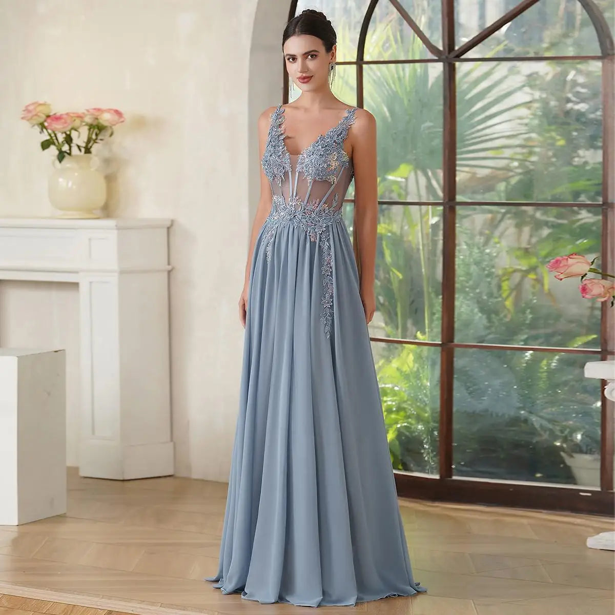 Beaded Chiffon Gown