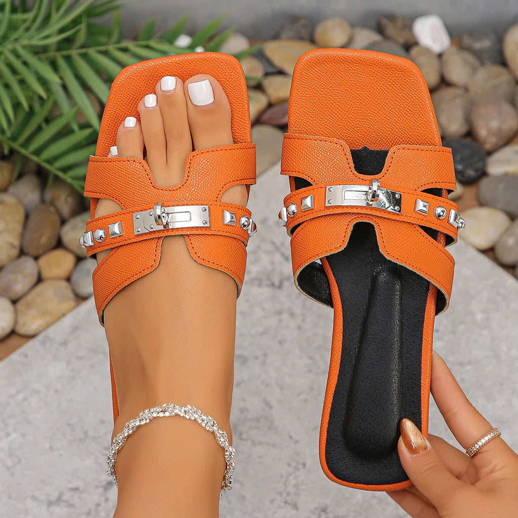 Concise PU Summer Slippers