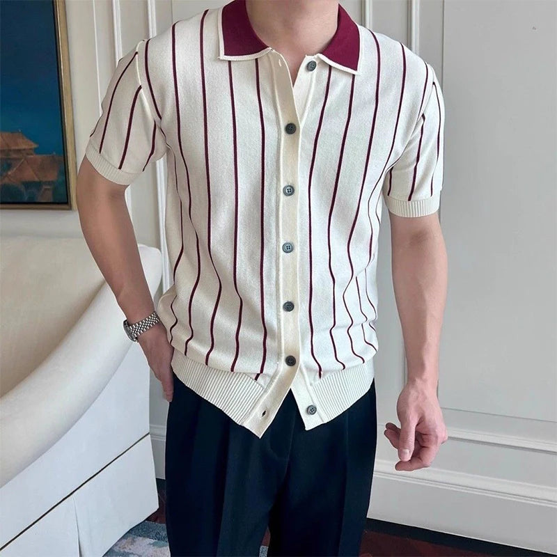 Striped Contrast Polo Shirt