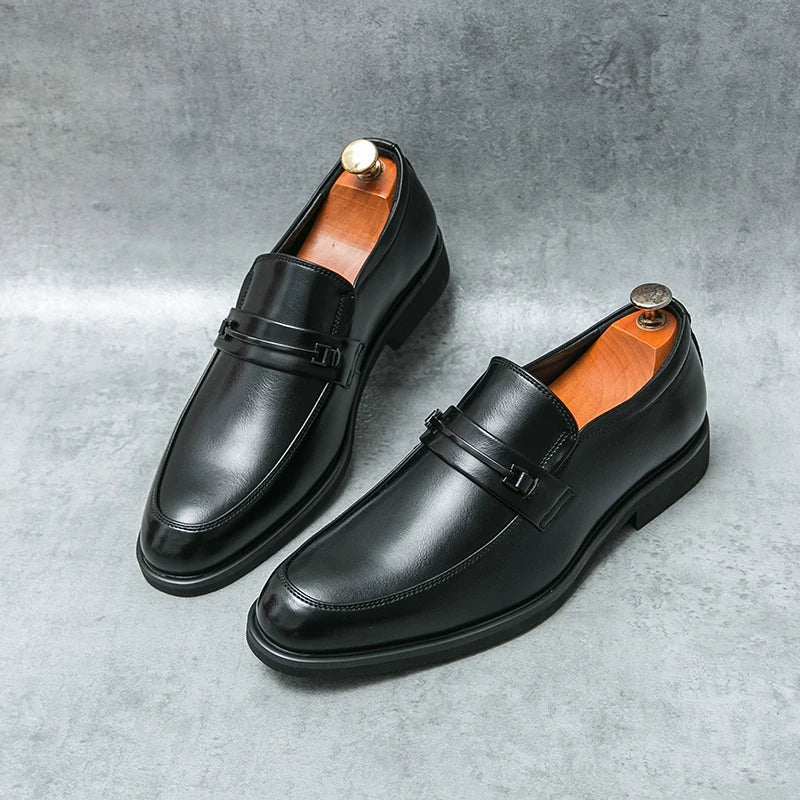 Round-Toe Formal Leather Loafers