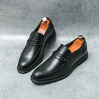 Round-Toe Formal Leather Loafers