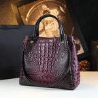 Genuine Leather Crocodile Print Tote Bag
