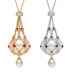 Metal Pearl Gemstone Necklace