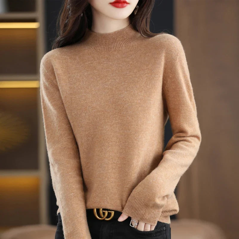 Merino Wool Mock Neck Sweater