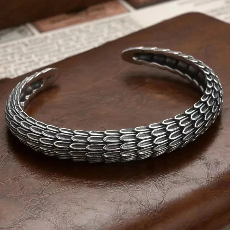 Retro Punk Koi Fish Engraved Bracelet