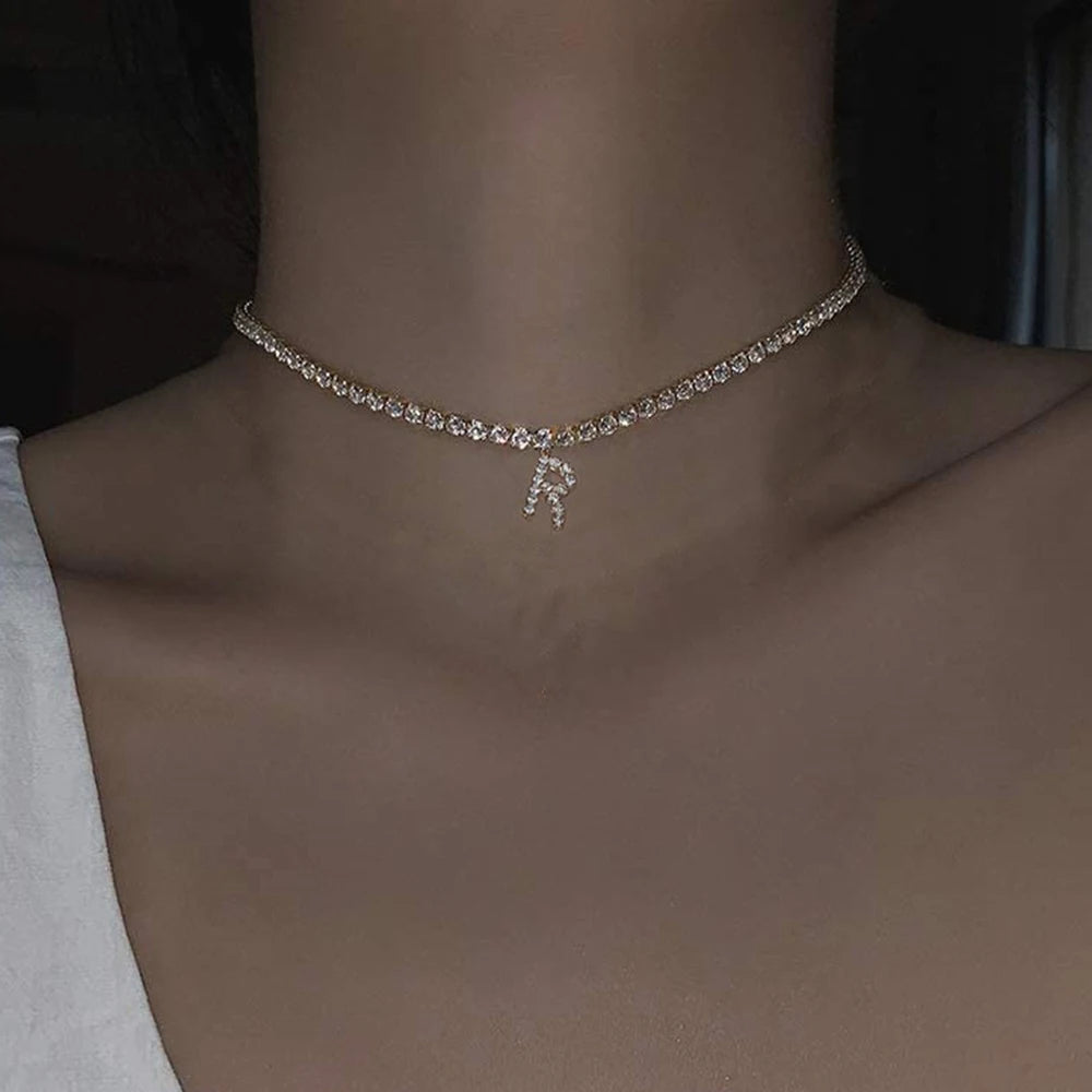 Crystal Letter Initial Necklace