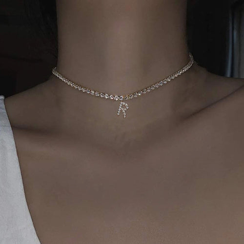 Crystal Letter Initial Necklace
