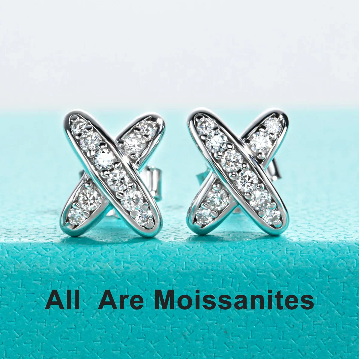 Cross Moissanite Stud Earrings