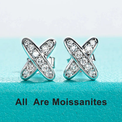 Cross Moissanite Stud Earrings