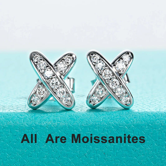 Cross Moissanite Stud Earrings
