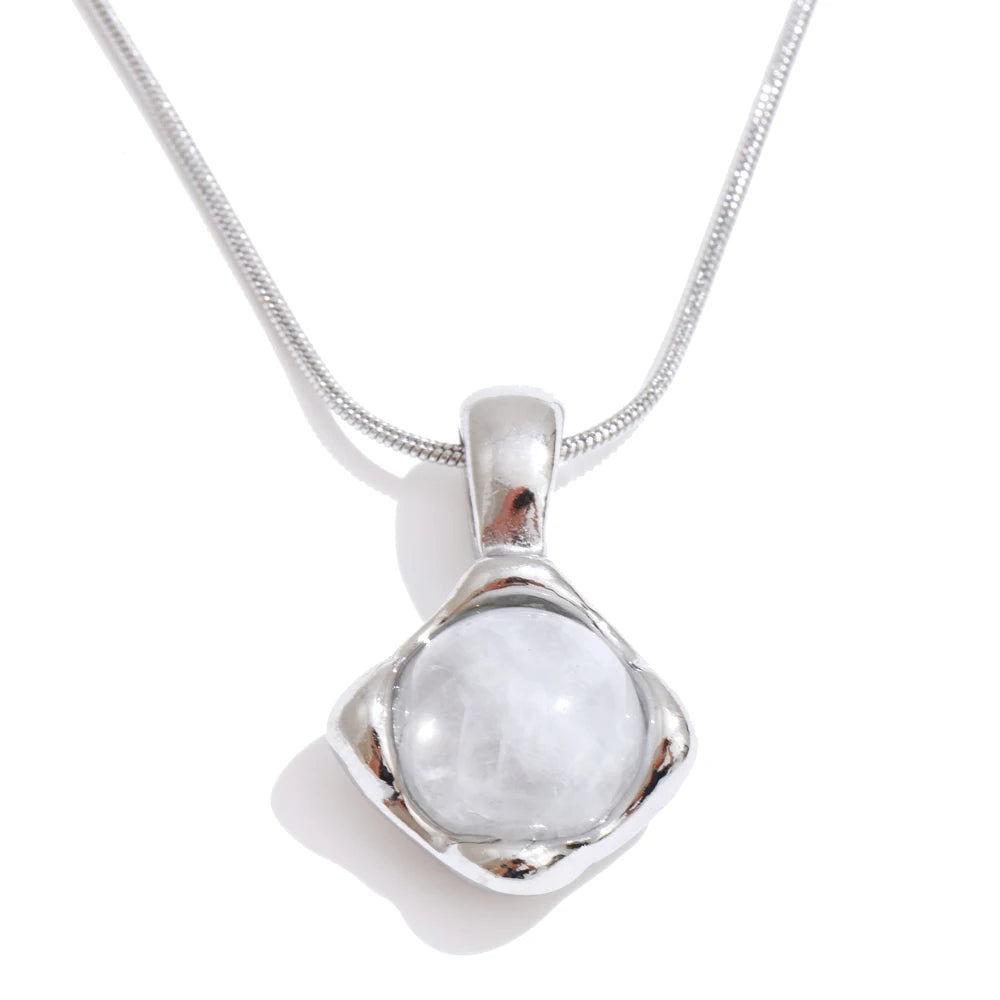 Gold Stone Pendant Necklace