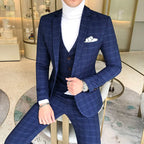 Luxury Check Three-Piece Office Suit