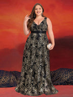 Deep V-Back Sequin Gown