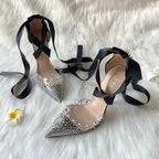 Rhinestone Lace-Up Sandals