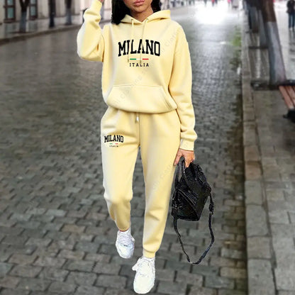 Letter Print Hoodie Tracksuit Set