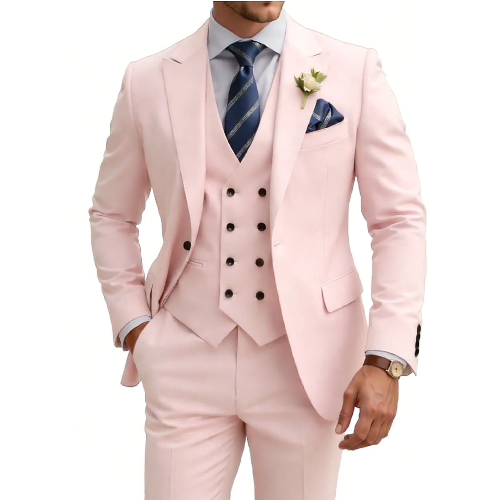 Three-Piece Double-Breasted Formal Tuxedo