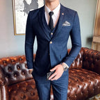 Lattice Plaid Three-Piece Formal Suit