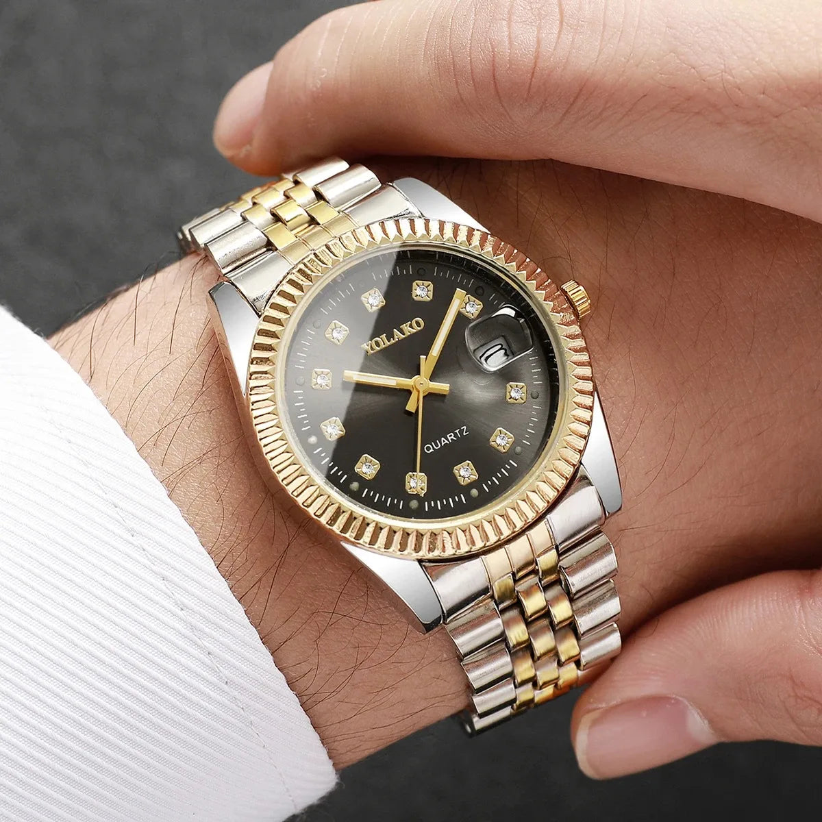Yolako Rhinestone Calendar Quartz Watch