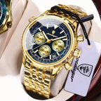 POEDAGAR Business Blue Steel Watch