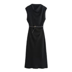 Belted Sleeveless Midi Dress