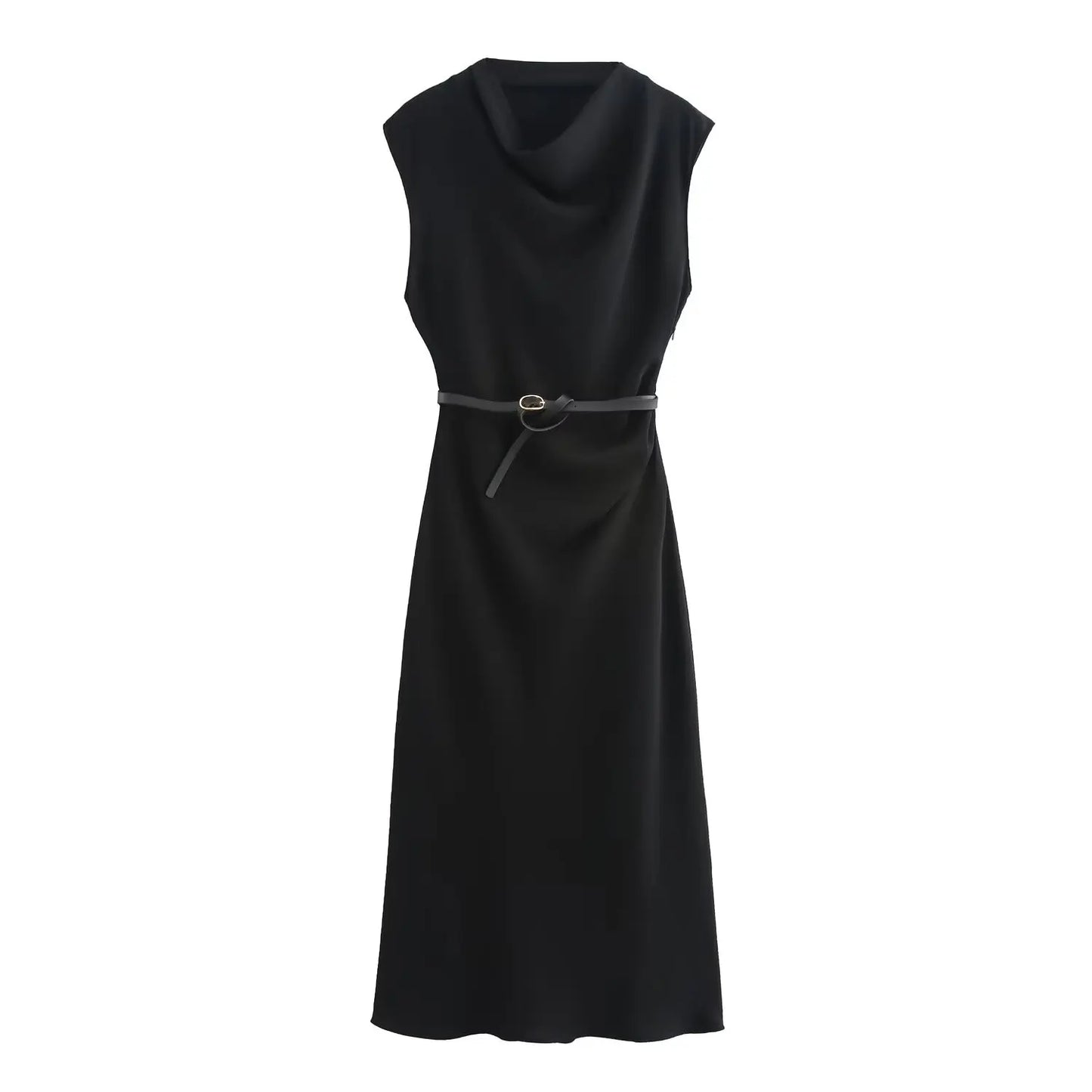 Belted Sleeveless Midi Dress