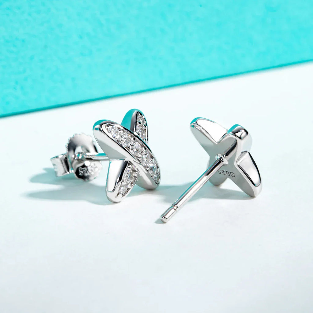 Cross Moissanite Stud Earrings