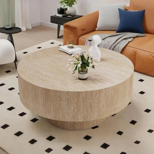 Travertine Round Coffee Table