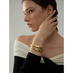Geometric Gold Bangle Bracelet