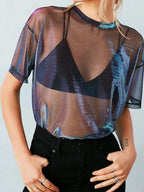 Sheer Mesh Short Sleeve Tee