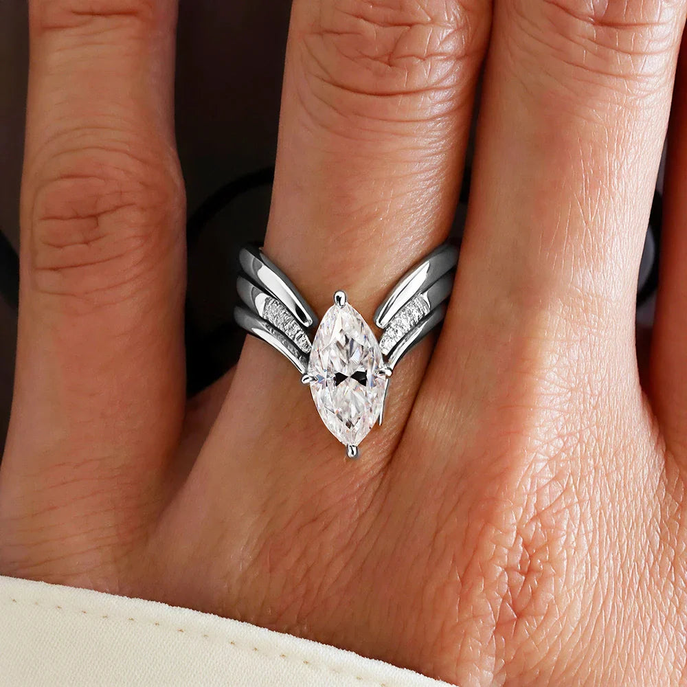 BXINY Marquise Cut Moissanite Ring Set