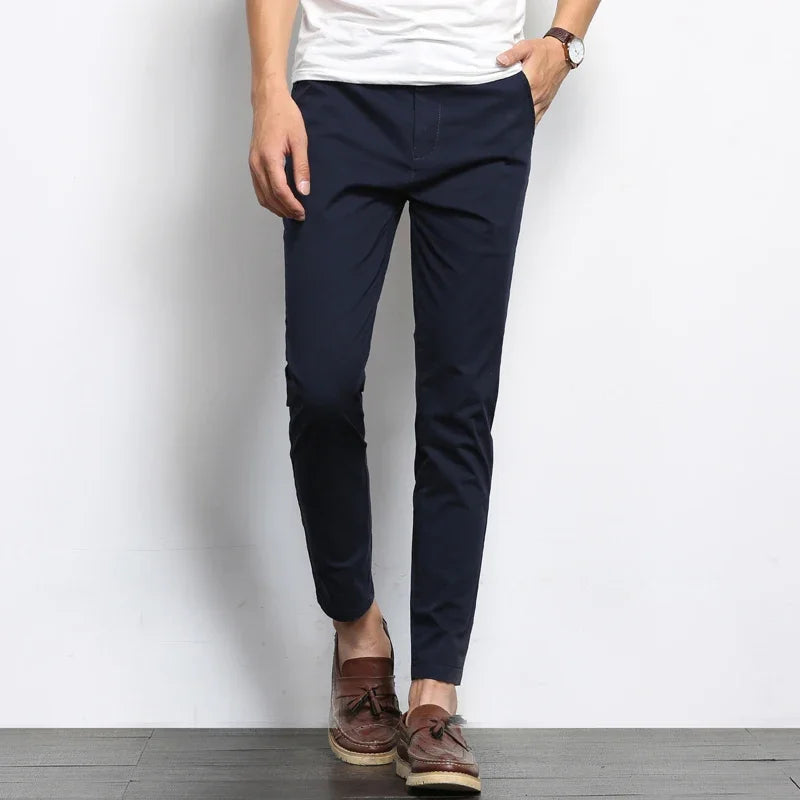 Elastic Ankle-Length Formal Trousers