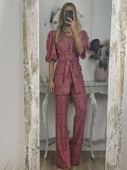 Women Fashion Printed Pant Suit