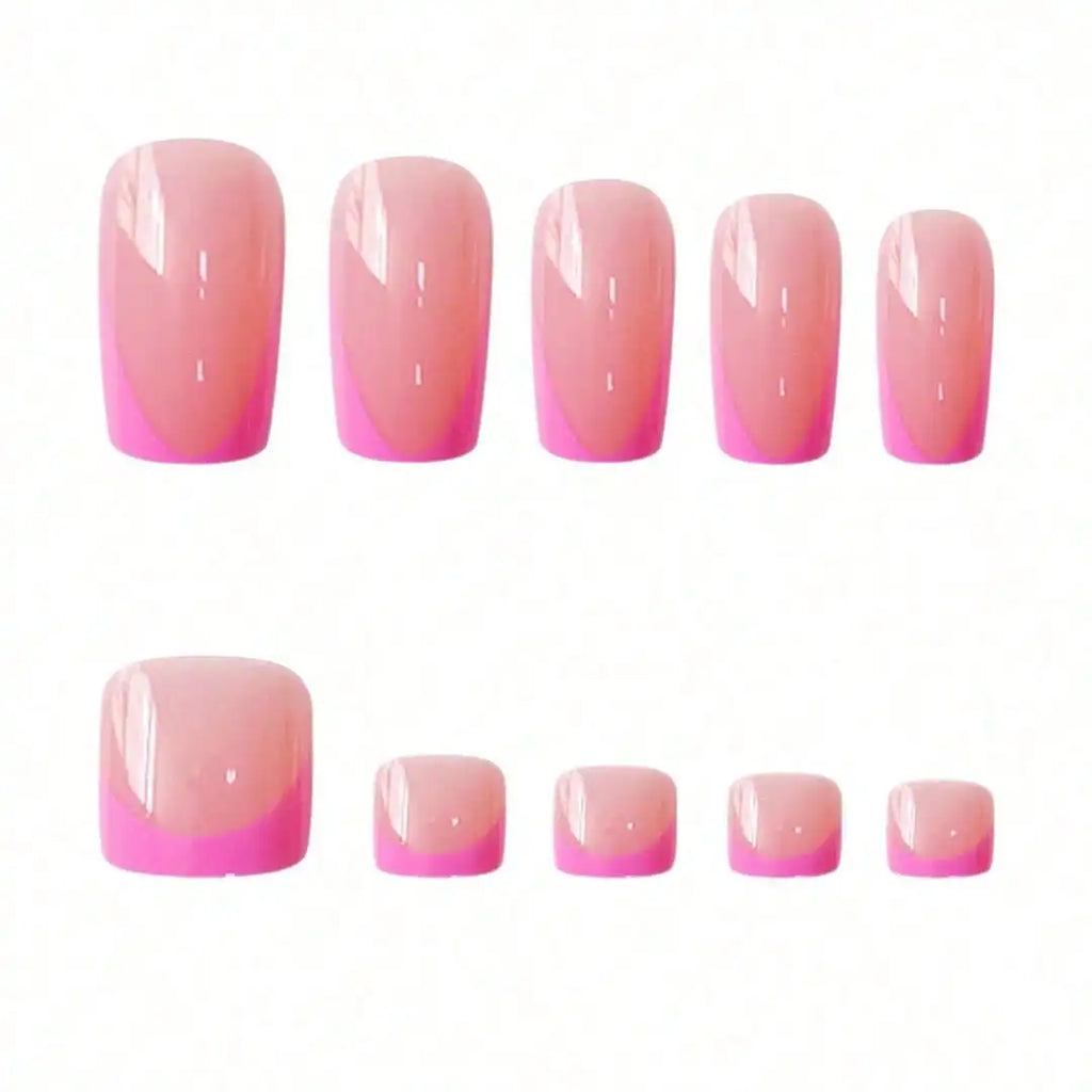 French Pink Square Press Nails