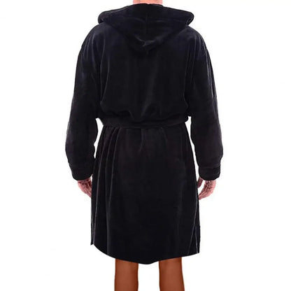 Luxury Men’s Flannel Bath Robe with Belt & Hood