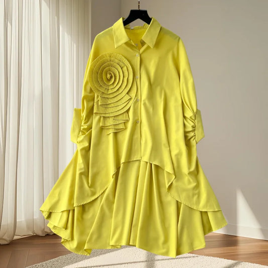 Turndown Collar Flower Top