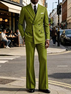 Striped Flare-Pants Formal Tuxedo Set