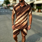Striped Printed Shirt Shorts Set