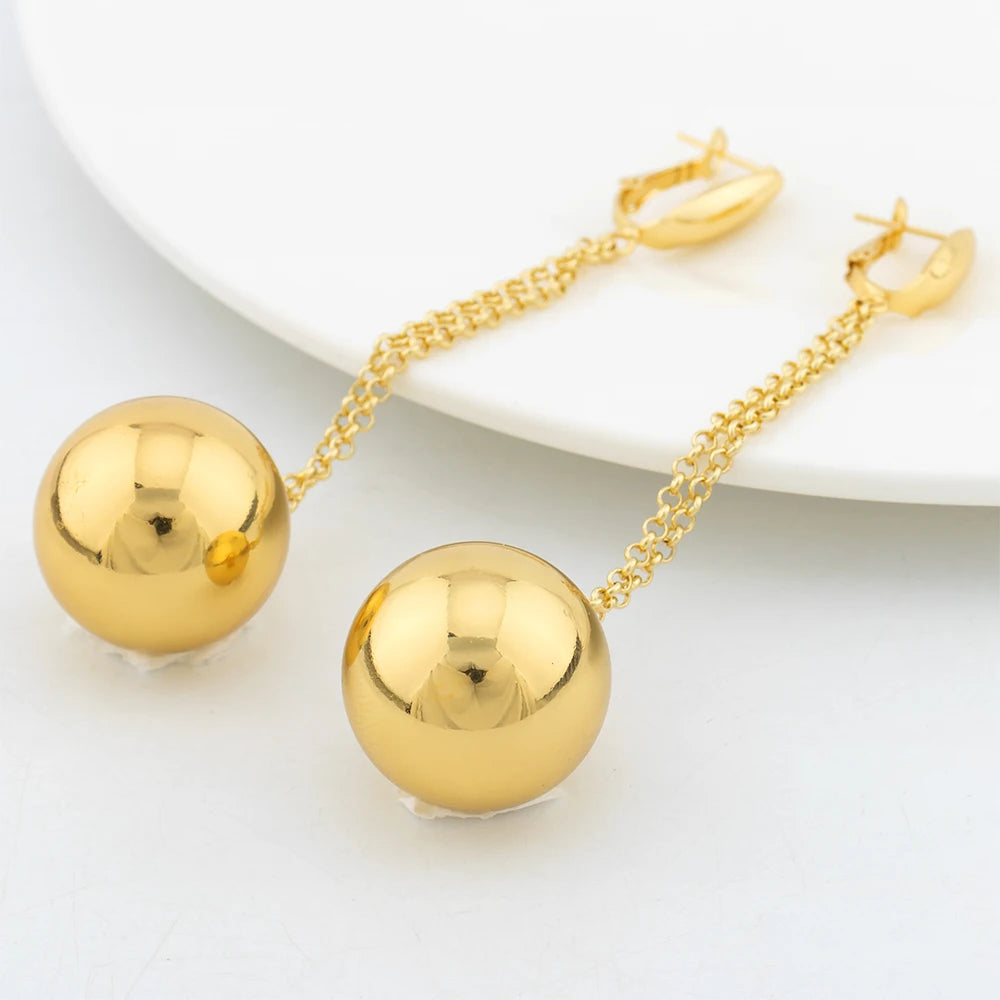 Gold Ball Drop Earrings
