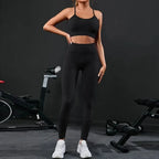 Nylon Geometric Print Sleeveless Two-Piece Yoga Set