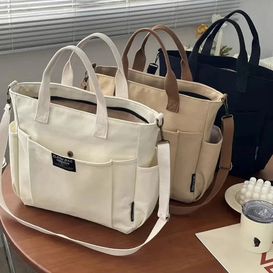Canvas Crossbody Tote Bag