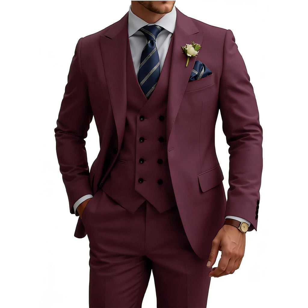 Three-Piece Double-Breasted Formal Tuxedo