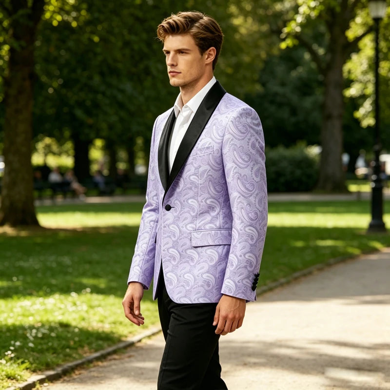 Paisley Jacquard Satin Shawl Blazer