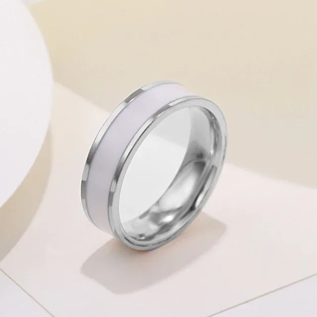 White Black Charm Ring