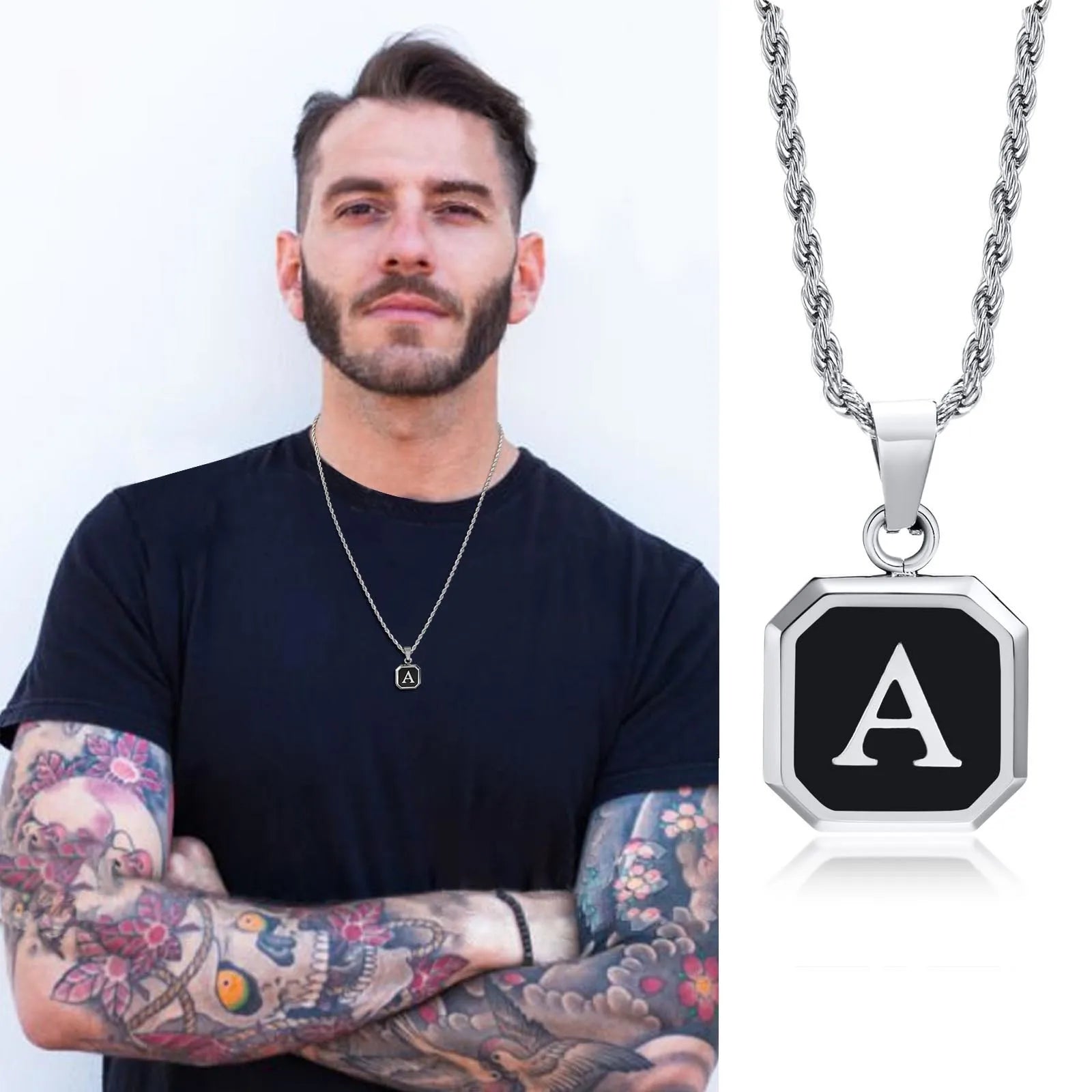 Initials Letter Pendant Necklace