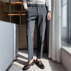 Black Striped British Suit Trousers