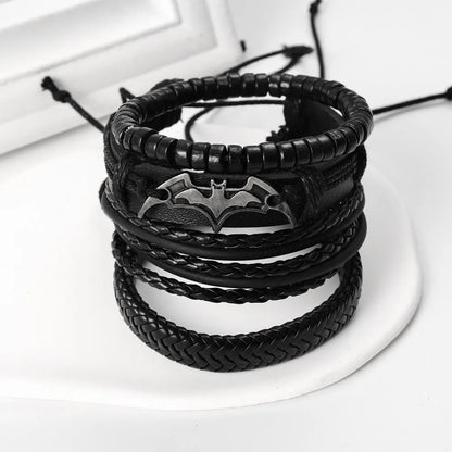 Black Leather Beaded Bracelet